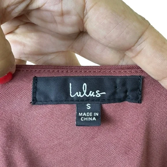 Lulu's Raise a Glass One Shoulder Midi Dress Size S Wedding Cocktail Rusty Rose - Picture 12 of 13